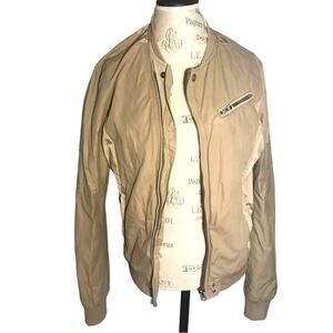 Vintage Diesel Bomber Jacket khaki taupe suede accents sz M moto grunge rebel